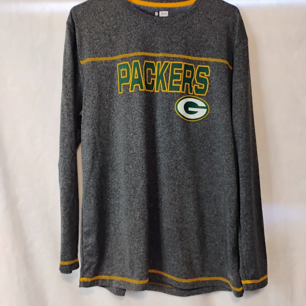 NFL Team Apparel Green Bay Packers Long‎ Sleeve Shirt Mens Large Grey TX3 Cool E